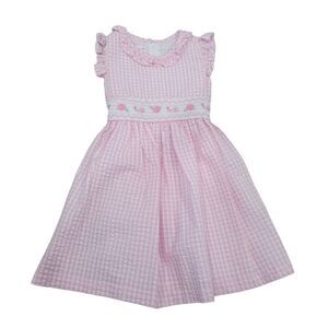 Smocked /embroidered roses gingham dress 